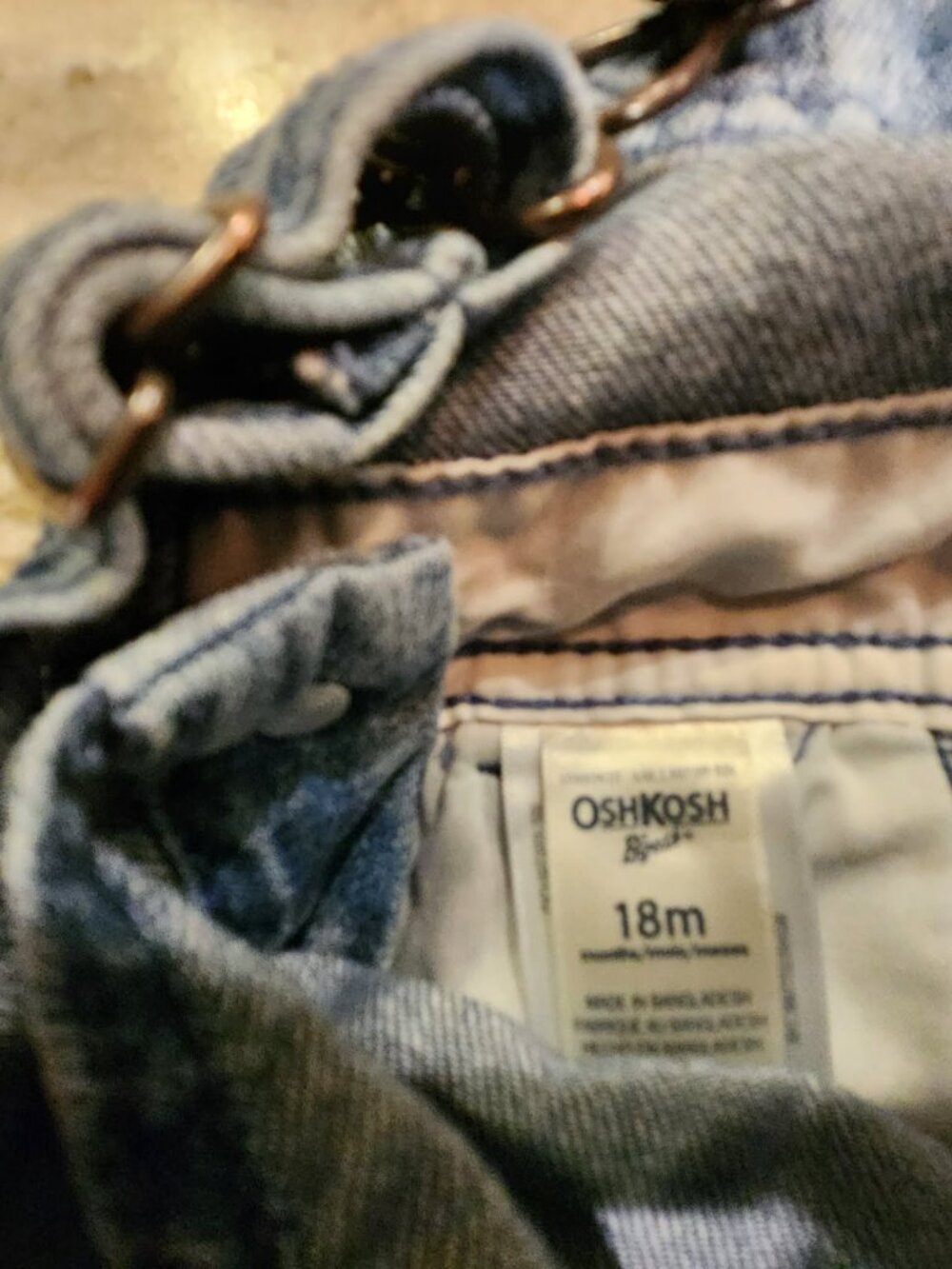 Osh Kosh B'gosh 18 Month Americana distressed overalls - Picture 3 of 3
